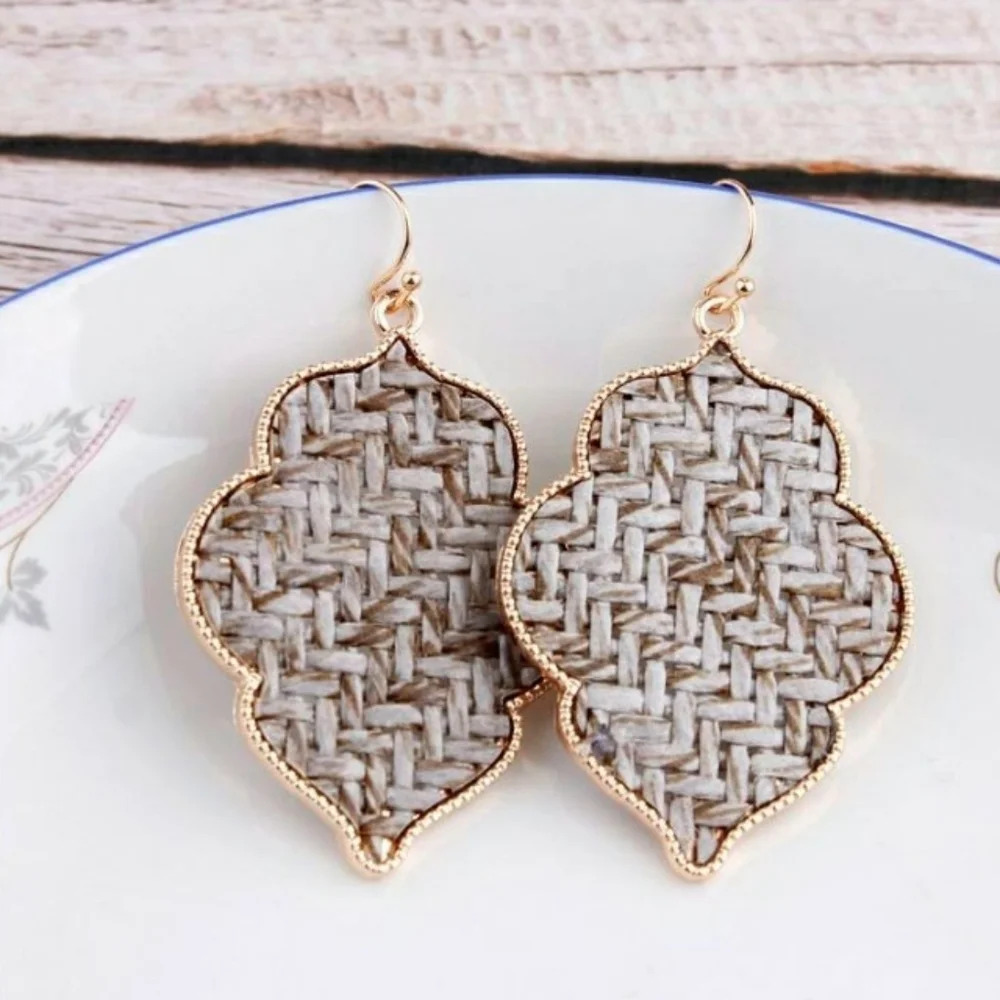 Handmade Boho Moroccan Woven Dangle Drop Earrings, 5.4cm